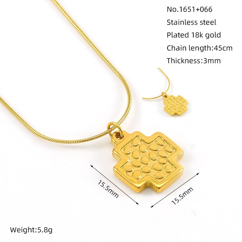 1 Piece Simple Series Classic Geometric Stainless Steel 18K Gold Color Plated Women's Pendant Necklaces h5 